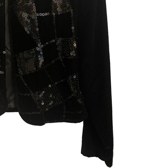Vintage Brett Harrison Black Velvet Sequin Cropped Jacket Size 6 - Picture 5 of 8